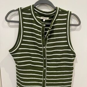 Madewell Olive and White Striped Knit Top